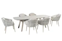 Manolo 240x103x75 cm met 6x Eva dining stoel latte - thumbnail