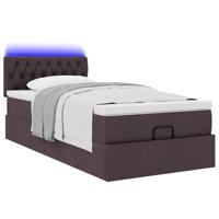 Ottoman bed met matras en LED's 100x200 cm stof donkerbruin - thumbnail