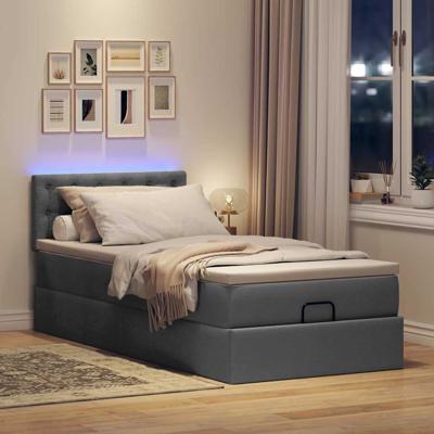 Bed poef met matras en LED's 180x200 cm stof donkergrijs