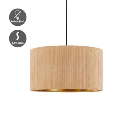 Scandinavische stijl Hanglamp - Corduroy Lampenkap - Cilinder - Karamel - ø40 x 126 cm - E27 Fitting - Geschikt voor Woonkamers en slaapkamers - Inclusief 1 meter kabel