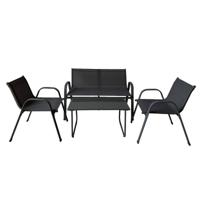 Marbueno Set Tuinmeubelset Stalen Zwart Textilene 10468 - thumbnail