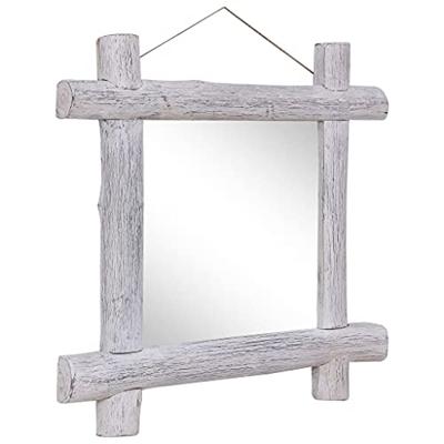 Spiegel houtblokken 70x70 cm massief gerecycled hout