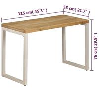 Eettafel 115x55x76 cm massief mangohout en staal - thumbnail