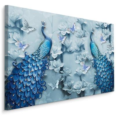 Schilderij - Kleurrijke Pauwen , Wanddecoratie , Premium print