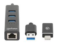 Manhattan 180894 USB 3.2 Gen 1-hub 4 poorten Zwart - thumbnail