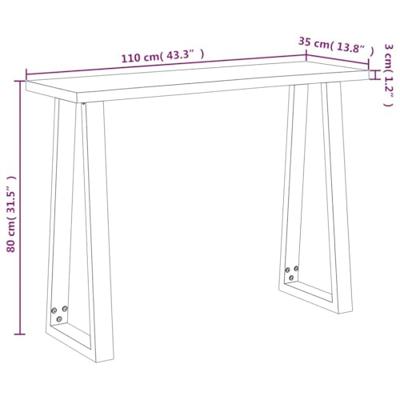 Wandtafel met natuurlijke rand 110x35x80 cm massief acaciahout