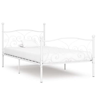 Bedframe met lattenbodem metaal wit 90x200 cm Bedframe met lattenbodem metaal wit 90x200 cm