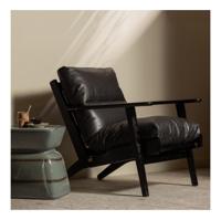 WOOOD Fauteuil 'Houston' Acaciahout, kleur Zwart - thumbnail