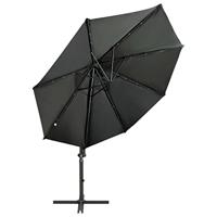 VidaXL Zweefparasol met paal en led-verlichting 300 cm antracietkleur - thumbnail