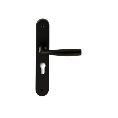 Hardbrass Deurkruk Naxos op ovaal langschild profielcilindergat 55mm - zwart