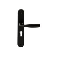 Hardbrass Deurkruk Naxos op ovaal langschild profielcilindergat 55mm - zwart - thumbnail