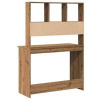 Bureau met schappen 102x45x148 cm bewerkt hout artisanaal eiken - thumbnail