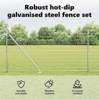 VidaXL Hek met paal zilver 1,4 x 10 m staal - thumbnail
