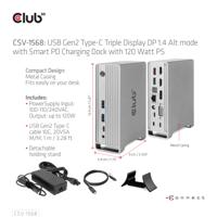 CLUB3D USB Gen2 Type-C Triple Display DP Alt mode Displaylink Dynamic PD Charging Dock met 120 Watt - thumbnail