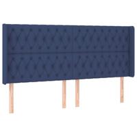 Hoofdbord met randen 203x16x118/128 cm stof blauw - thumbnail