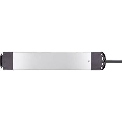 Sygonix SY-4755610 Overspanningsveilige stekkerdoos 4-voudig Zilver, Zwart Randaarde stekker 1 stuk(s)