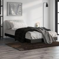 Bedframe bewerkt hout zwart 90x200 cm - thumbnail