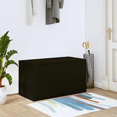 VidaXL Wandschoenenkast 70x35x38 cm bewerkt hout zwart VidaXL Wandschoenenkast 70x35x38 cm bewerkt hout zwart