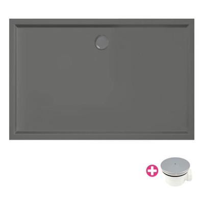 Douchebak Xenz Mariana | 150x90x4 cm | Incl.Afvoersifon-Chroom | Acryl | Rechthoekig | Antraciet mat Douchebak Xenz Mariana | 150x90x4 cm | Incl.Afvoersifon-Chroom | Acryl | Rechthoekig | Antraciet mat