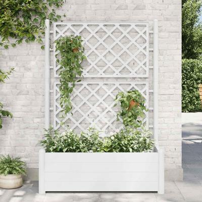 Plantenbak met latwerk 100x43x142 cm PP wit Plantenbak met latwerk 100x43x142 cm PP wit