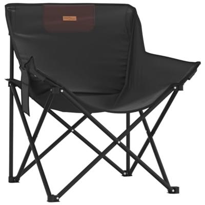Campingstoelen 2 st met vakje inklapbaar zwart - thumbnail