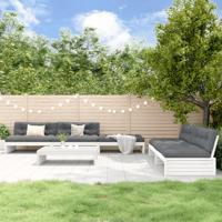 6-delige Loungeset met kussens massief hout wit - thumbnail