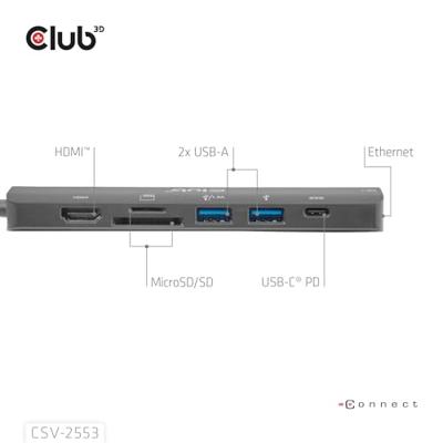 club3D CSV-2553 USB-C dockingstation Geïntegreerde kaartlezer, USB-C Power Delivery club3D CSV-2553 USB-C dockingstation Geïntegreerde kaartlezer, USB-C Power Delivery