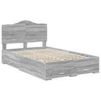 Bedframe met hoofdeinde Grijs Sonoma 135 x 190 cm Bewerkt hout - thumbnail