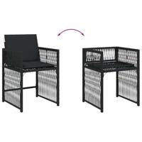 Tuinstoelen 4 st met kussens poly rattan zwart - thumbnail