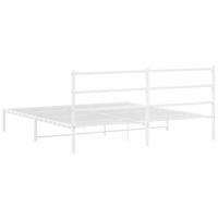 Bedframe met hoofdbord metaal wit 193x203 cm - thumbnail