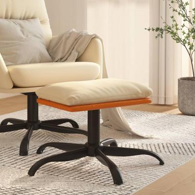 Voetenbank 60x60x36 cm stof en kunstleer crmekleurig