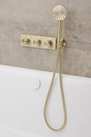 Ben Engraved Cross thermostaat afbouwdeel met omstelrichting geborsteld messing pvd - thumbnail