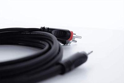 Cordial 14856 Jackplug / Cinch Audio Y-adapter [1x Jackplug male 3,5 mm - 2x Cinch-stekker] 3 m Zwart PVC-mantel, Tweelingkabel