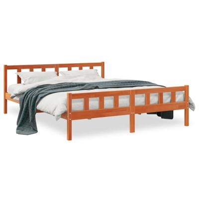 Bedframe zonder matras massief grenenhout wasbruin 160x200 cm