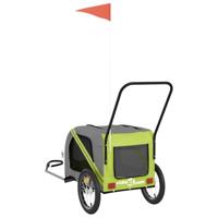 Fietskar voor huisdieren, groen en grijs Oxford-stof en ijzer - thumbnail