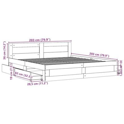Bedframe met hoofdeinde bewerkt hout bruineikenkleur 200x200 cm