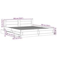 Bedframe met hoofdeinde bewerkt hout bruineikenkleur 200x200 cm - thumbnail