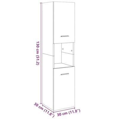 Badkamerwandkast 30x30x130 cm bewerkt hout oud houtkleurig