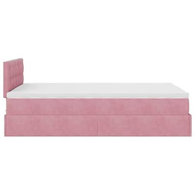 Ottoman bed met matras 120x200cm fluweel roze