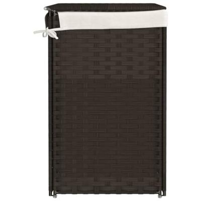 VidaXL Wasmand met 2 vakken 53x35x57 cm poly rattan donkerbruin - thumbnail