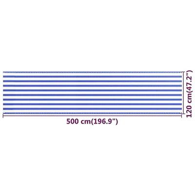 Balkonscherm 120x500 cm HDPE blauw en wit Balkonscherm 120x500 cm HDPE blauw en wit