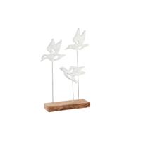 Decoratieve figuren DKD Home Decor Bruin Wit Ijzer Mangohout Vogels (32 x 10 x 51 cm) - thumbnail