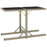 VidaXL Tuintafel 110x53x72 cm glas en poly rattan beige - thumbnail