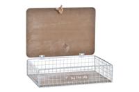 Decoratieve Doos DKD Home Decor Wit Bruin Hout Metaal Spiralen Mediterrane - thumbnail