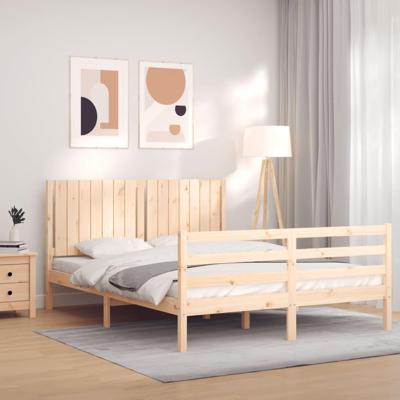 Bedframe met hoofdbord massief hout 160x200 cm