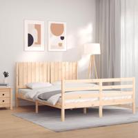 Bedframe met hoofdbord massief hout 160x200 cm - thumbnail