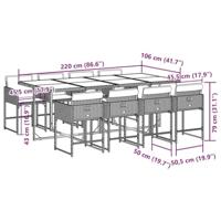 9-delige Tuinset met kussens poly rattan grijs - thumbnail