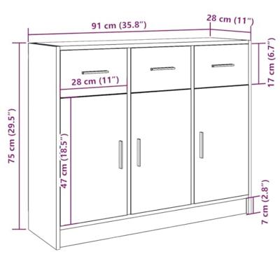 Dressoir 91x28x75 cm bewerkt hout oud houtkleurig Dressoir 91x28x75 cm bewerkt hout oud houtkleurig