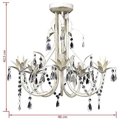 VidaXL Kristallen kroonluchter met wit elegant design (5 lampen) VidaXL Kristallen kroonluchter met wit elegant design (5 lampen)