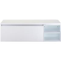 Frozen Badmeubelset 140 cm - Greeplijst in Kleur - Wastafel Regaalkast met Bovenblad Wit Hoogglans - thumbnail